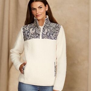 VERA BRADLEY Teddy Fleece Pullover Stratford Paisley. Medium